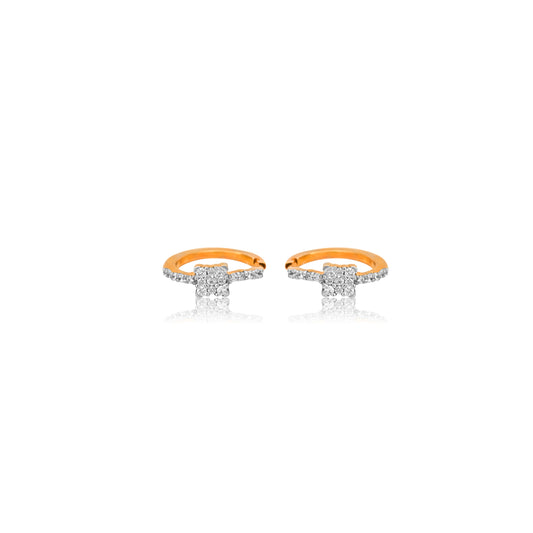 Star Cluster Diamond Gold Hoop Earrings