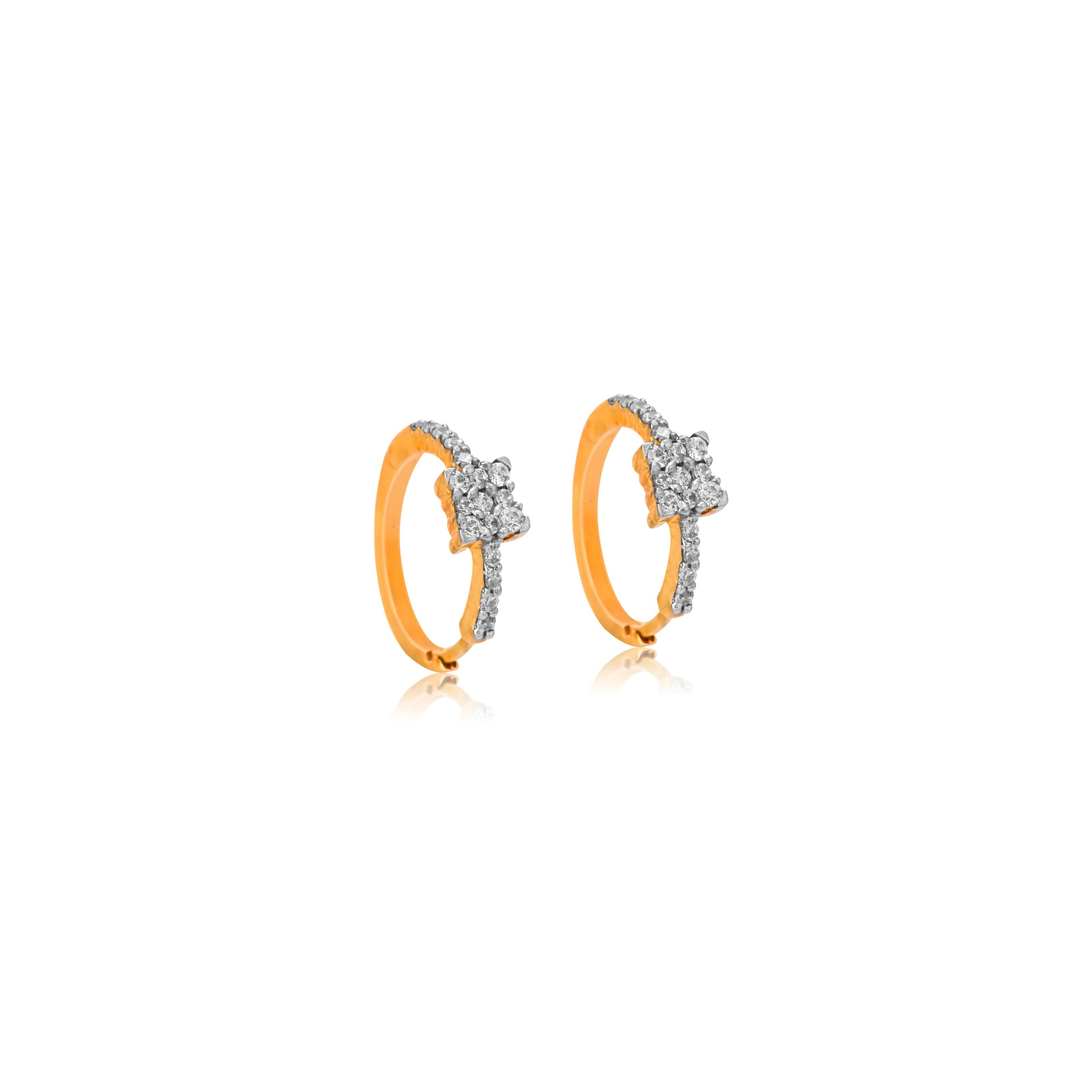Star Cluster Diamond Gold Hoop Earrings - Fine One Jewels