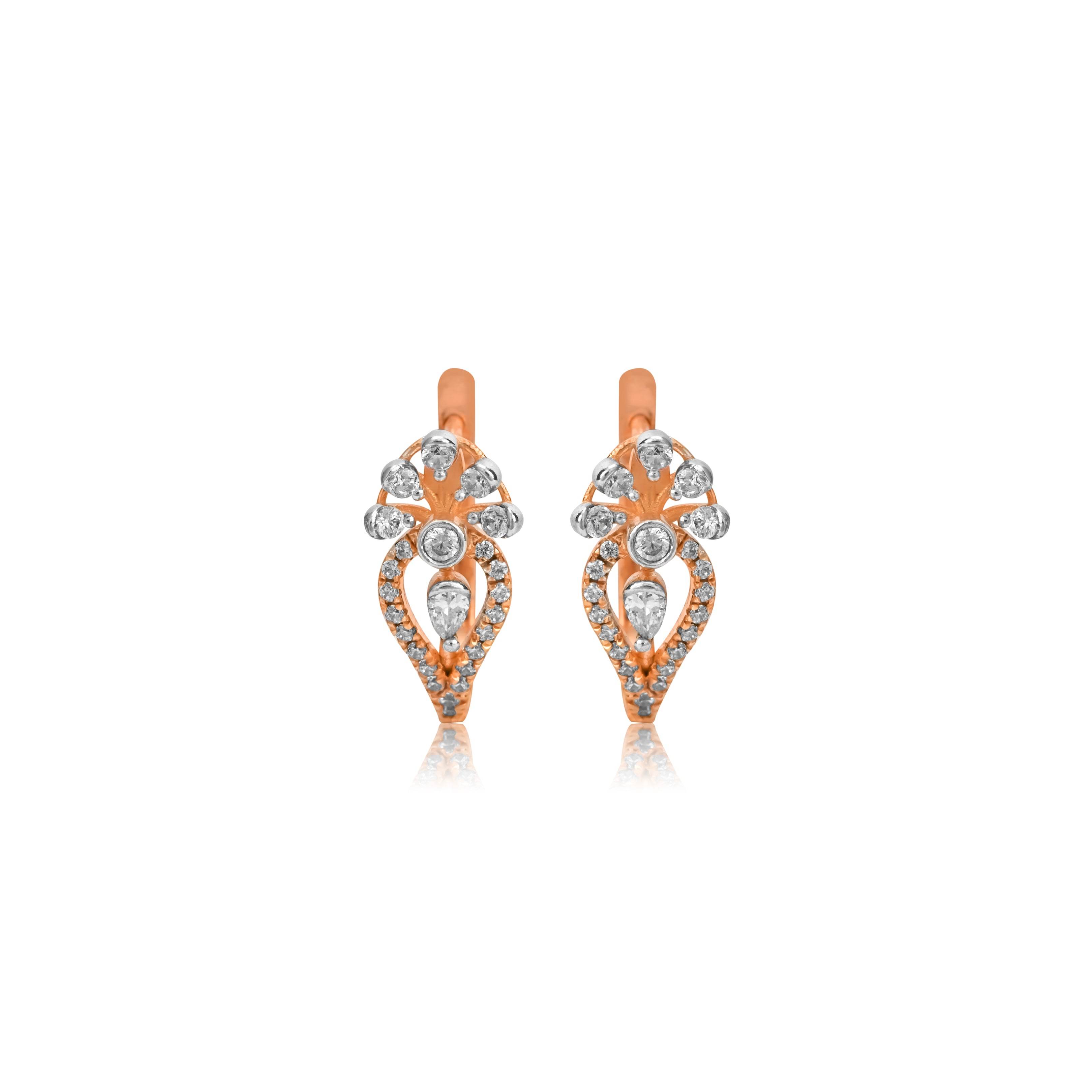 Floral Drop Diamond Rose Gold Earrings - Fine One Jewels