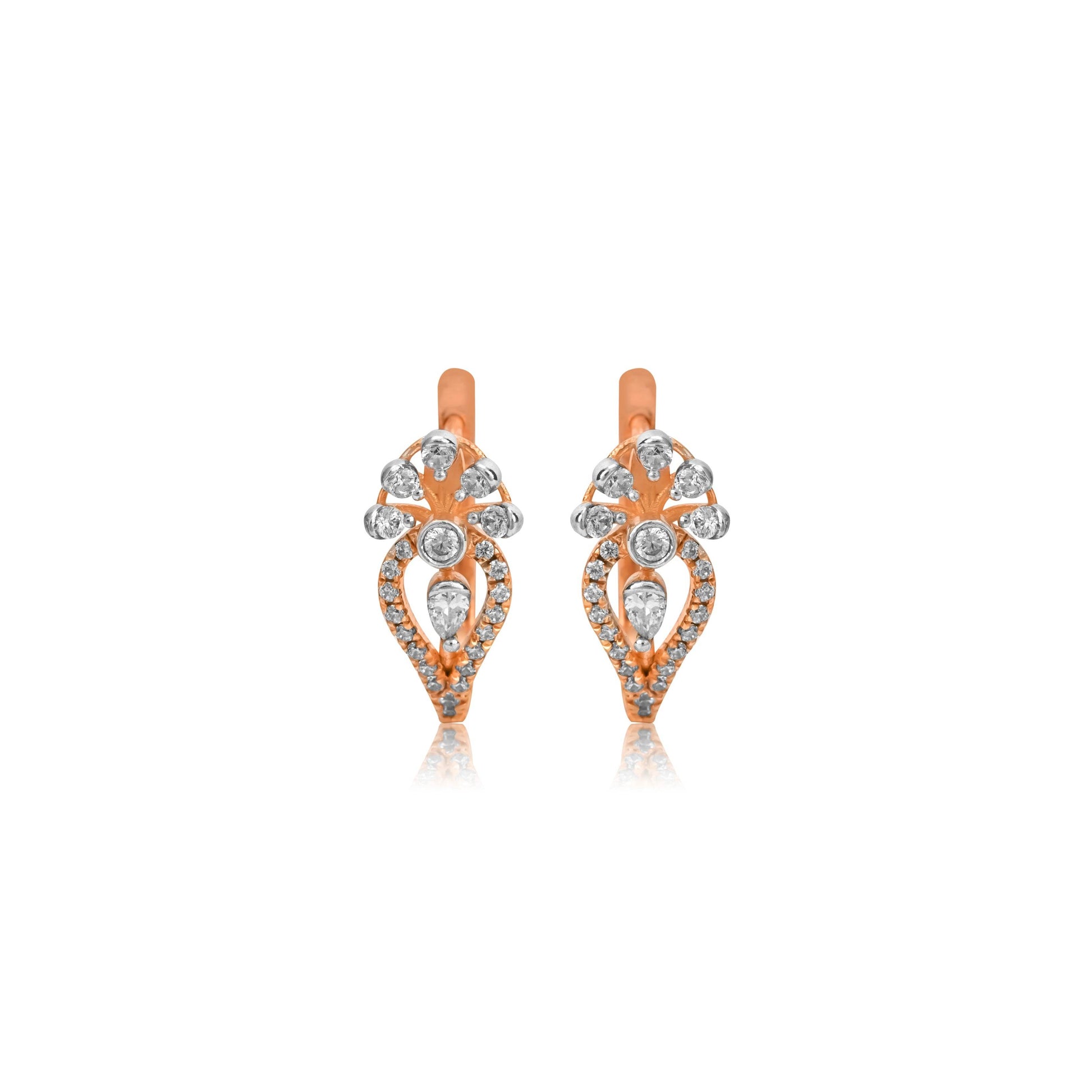 Floral Drop Diamond Rose Gold Earrings - Fine One Jewels