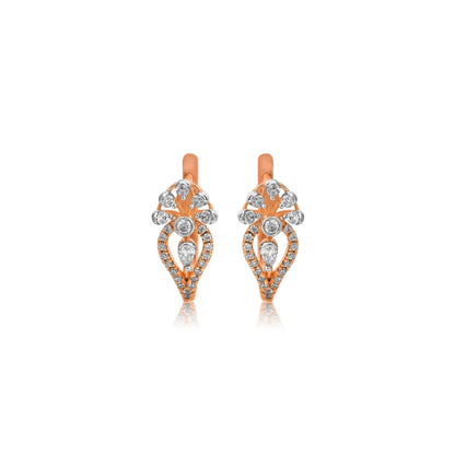 Floral Drop Diamond Rose Gold Earrings - Fine One Jewels