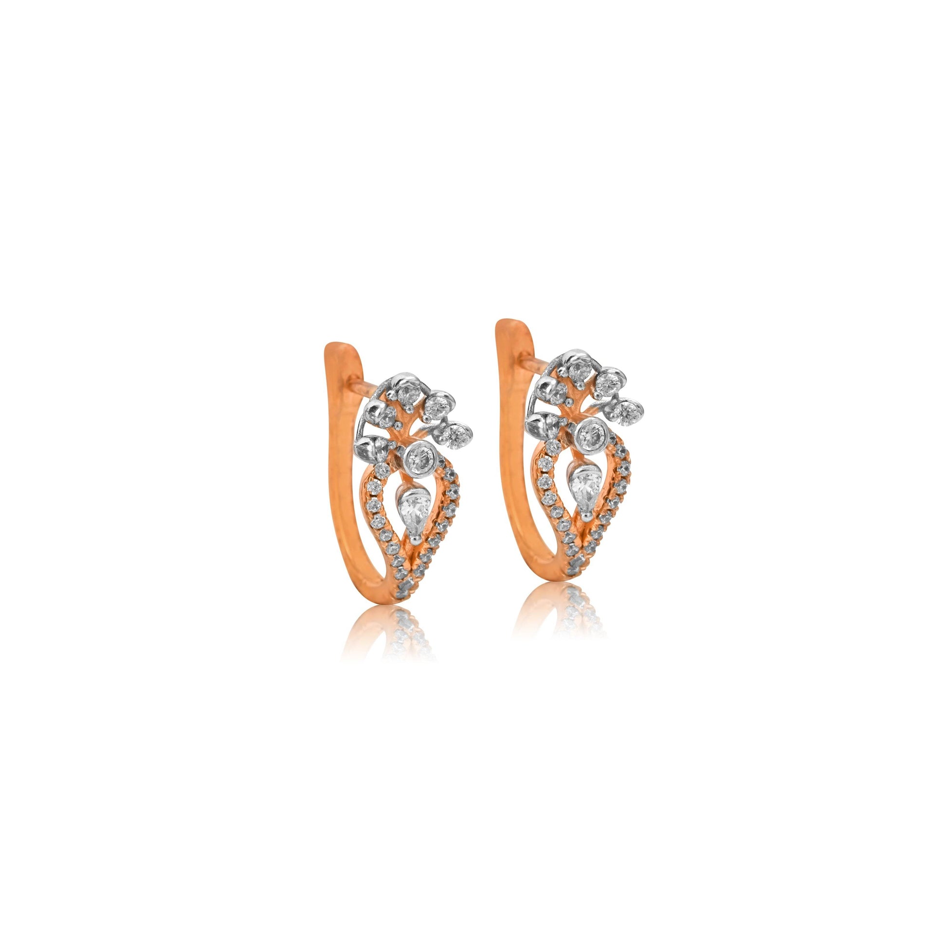Floral Drop Diamond Rose Gold Earrings - Fine One Jewels