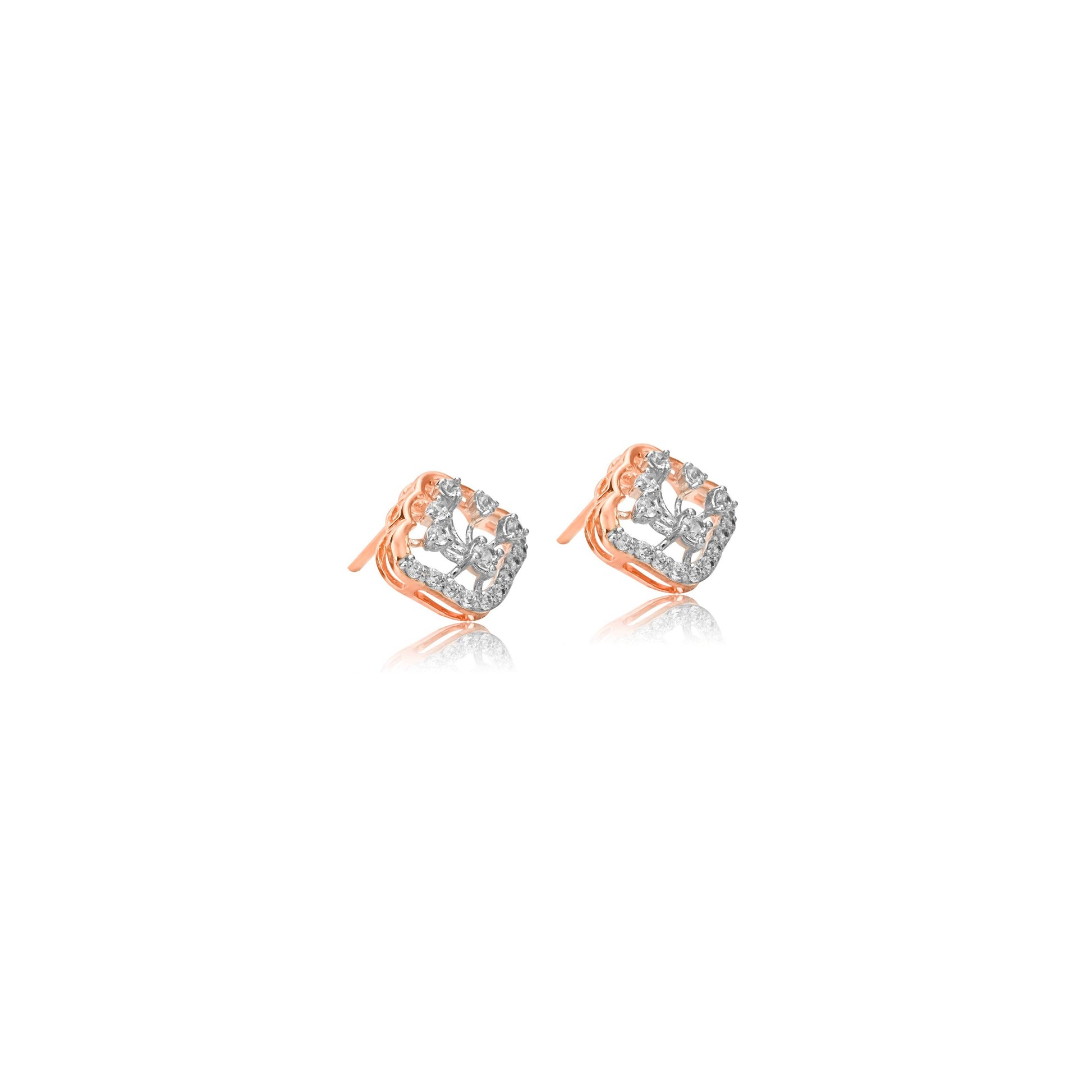 Petal Rose Gold Diamond Stud Earrings - Fine One Jewels