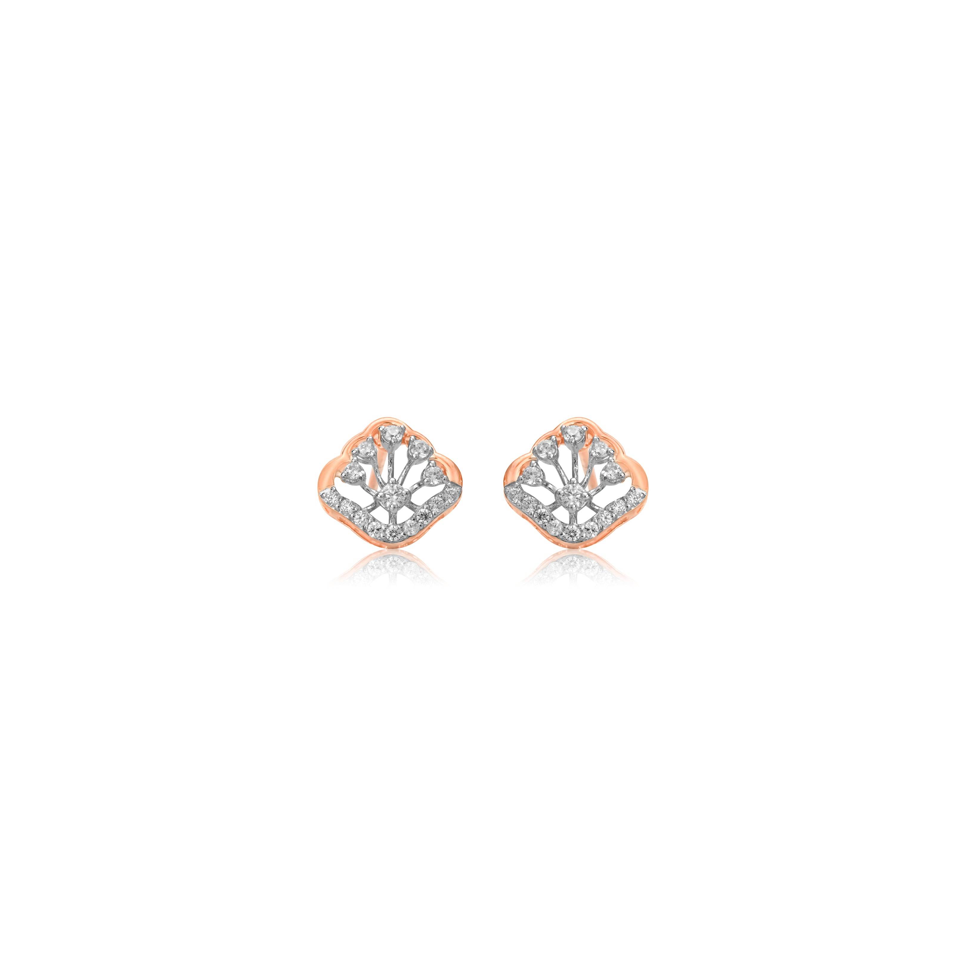 Petal Rose Gold Diamond Stud Earrings - Fine One Jewels