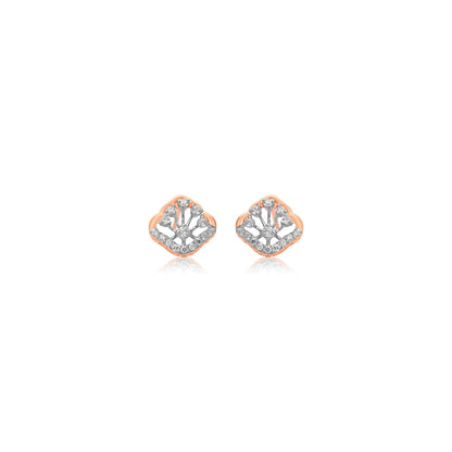 Petal Rose Gold Diamond Stud Earrings - Fine One Jewels