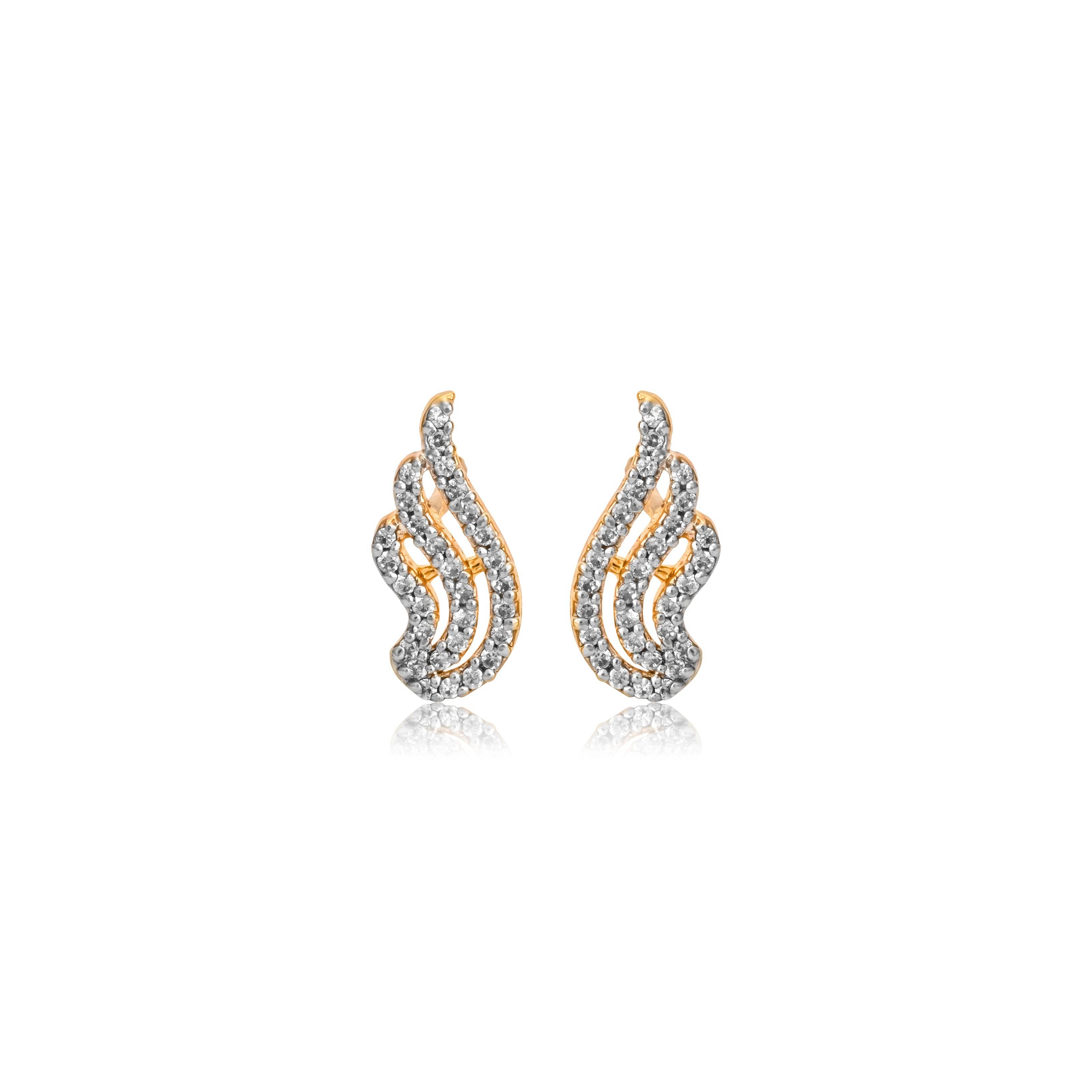 Wave Gold Diamond Earrings - Fine One Jewels