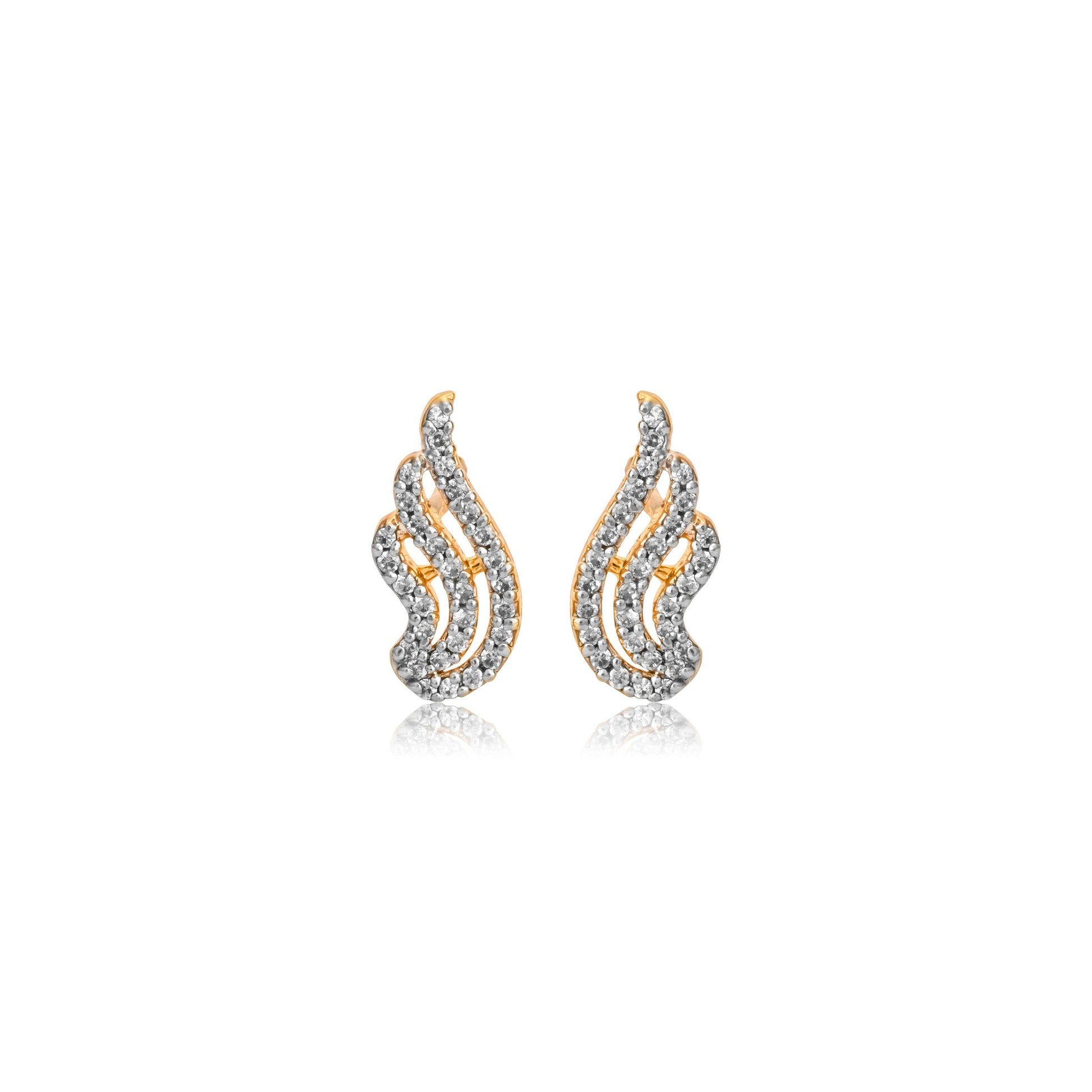 Wave Gold Diamond Earrings - Fine One Jewels