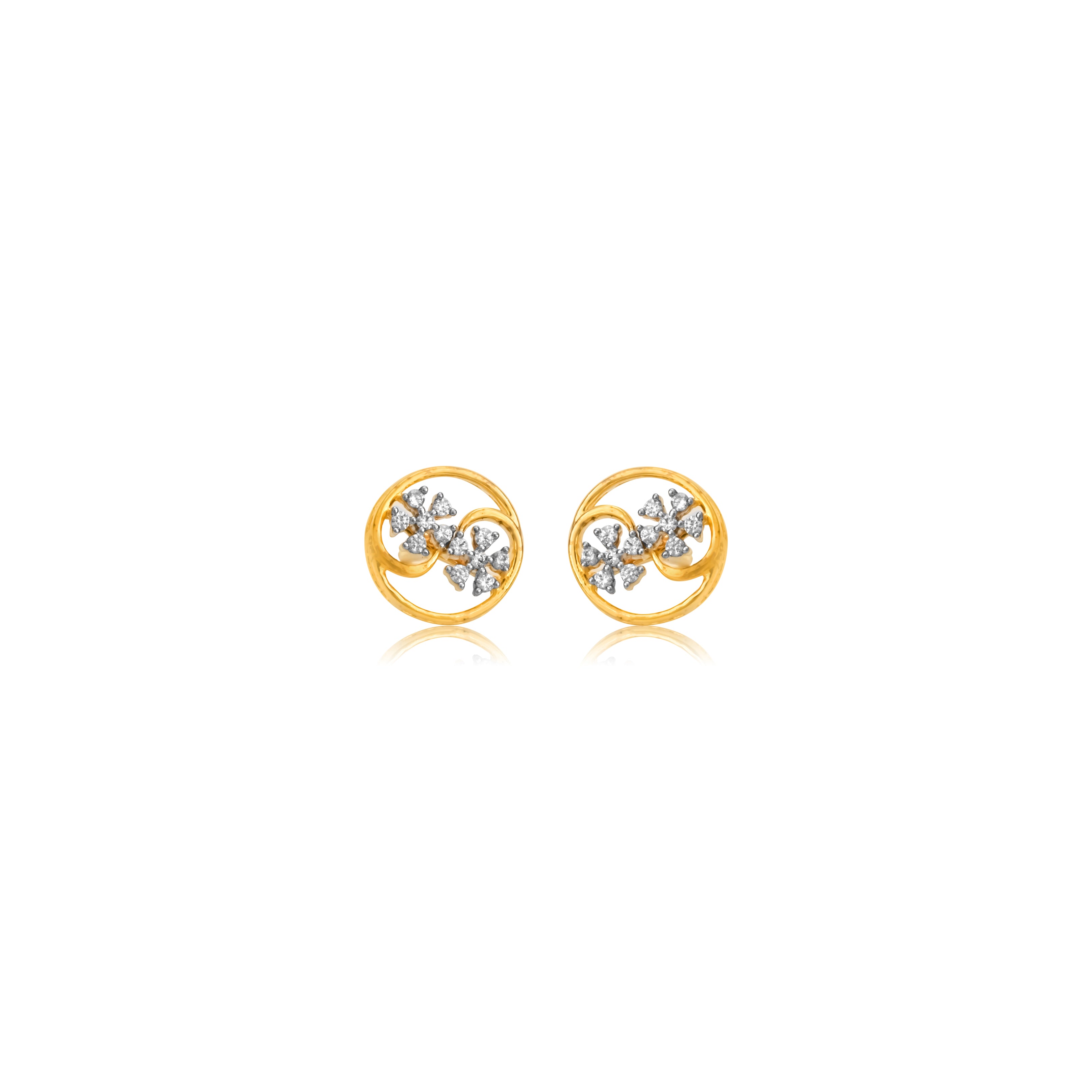 Floral Swirl Diamond Stud Earrings