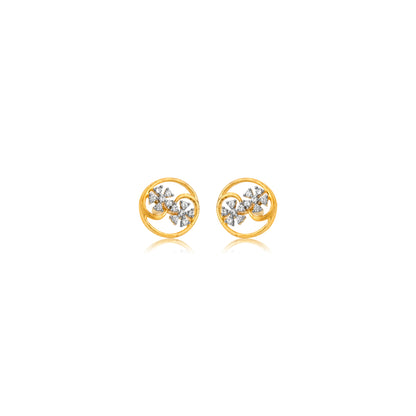 Floral Swirl Diamond Stud Earrings