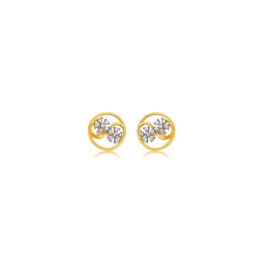 Floral Swirl Diamond Stud Earrings